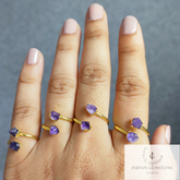 Natural Raw Amethyst Ring, Adjustable Ring, Purple Ring, Boho Jewelry, Healing Crystal Ring, Woman Jewelry, Handmade Jewelry, Gift For Her